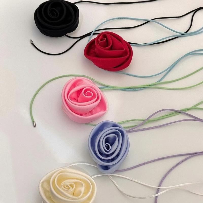 Elegant Rose Flower Clavicle Chain All-matched Necklace Women Bridal Adjustable Choker Mariage Jewelry Y2K Accessories