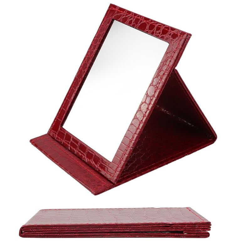 Портальное дорожное зеркало для макияжа, складное настольное зеркало с подставкой для косметики, личной красоты, зеркало для макияжа красный