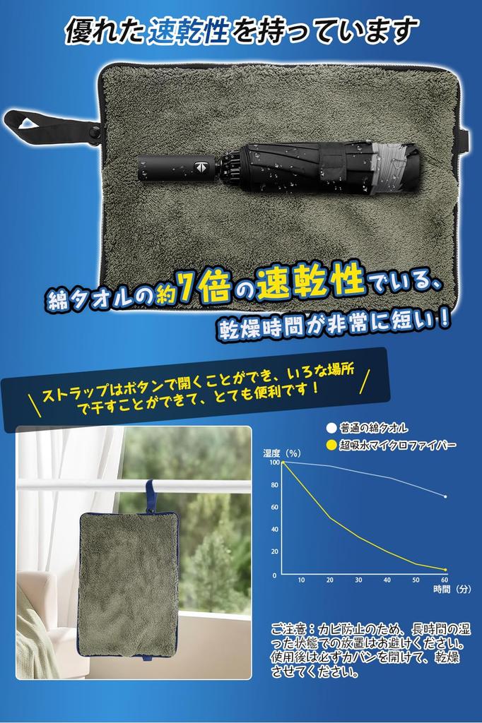 Hankins Folding Umbrella Microfiber Umbrella Storage Case with Shoulder Water and Easy To Perfect for Rainy and School Cover, Ultra-Absorbent Strap,