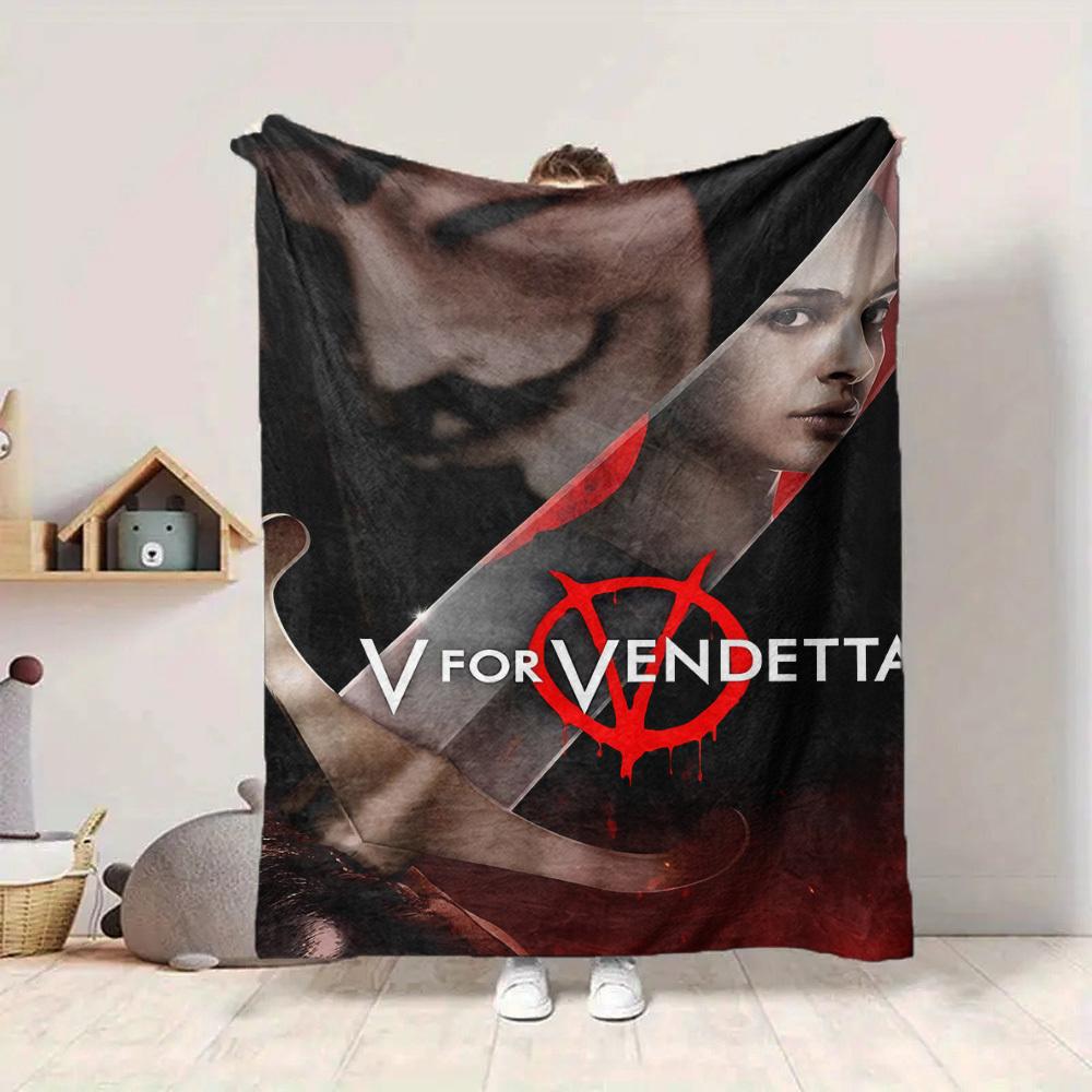 1pc V for Vendetta Flannel Throw Blanket - HD Printed Lightweight Soft Warm All-Season Blanket for Sofa, Bed, Travel, Camping 095