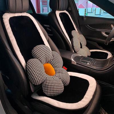 Cozy Car Seat Cushion Winter Plush Four Season Black White Fiber Material Heating Pad Vehicle Accessories
