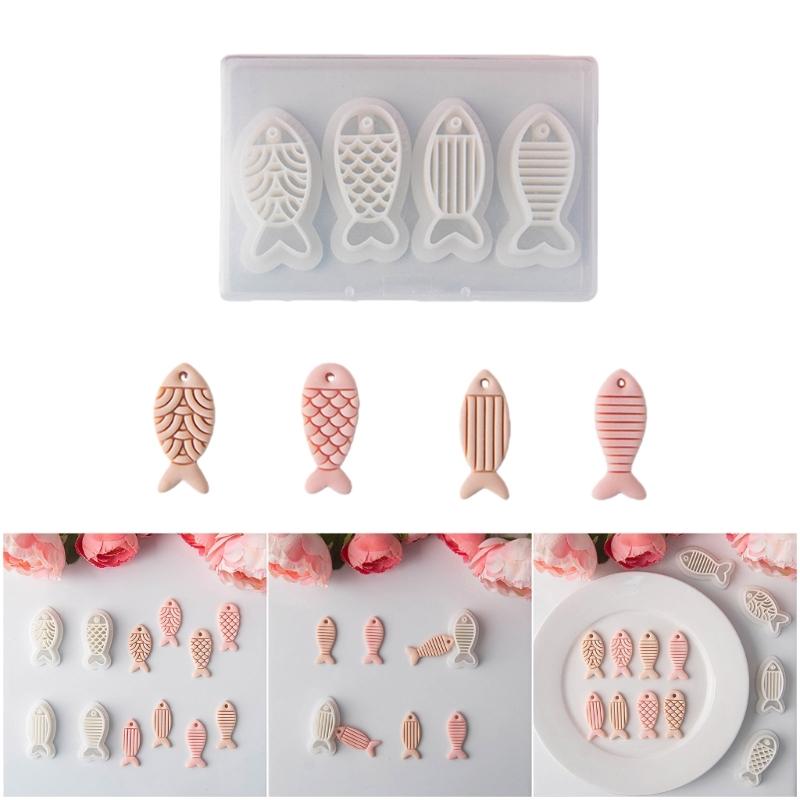 Pack Of 4 Plastic Fish Earring Molds For Polymer Clay Jewelry Crafting Kid Friendly Handmade Accessories