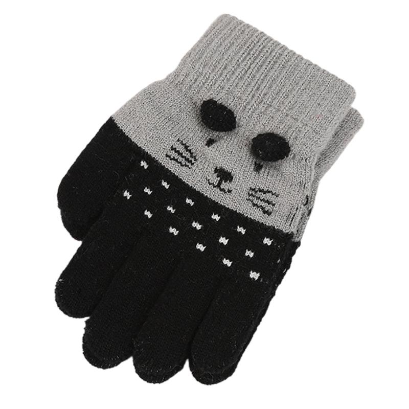 Милые варежки-котята, мультяшные вязаные крючком варежки, мягкие детские варежки для малышей чёрный