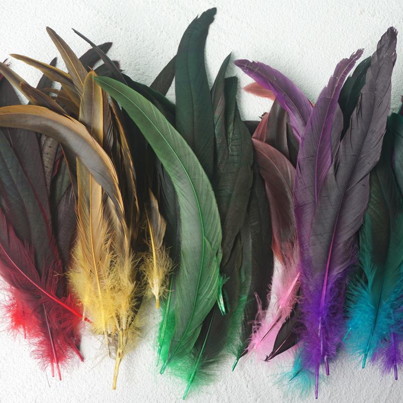 50Pcs Colorful Cock Tail 20-25Cm Stage Performance Mask Headdress Diy Decorative Material Tease Cat Stick Cat Toy Feather