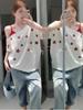 Korean Style Star Print One-Shoulder Camisole Patchwork T-Shirt - Women’s Loose Summer Top