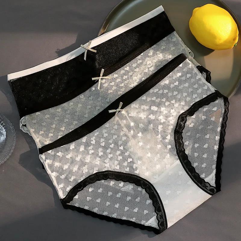 

3 шт./компл. женские универсальные повседневные мягкие трусы большого размера со средней талией, бесшовные хлопковые кружевные трусы XL