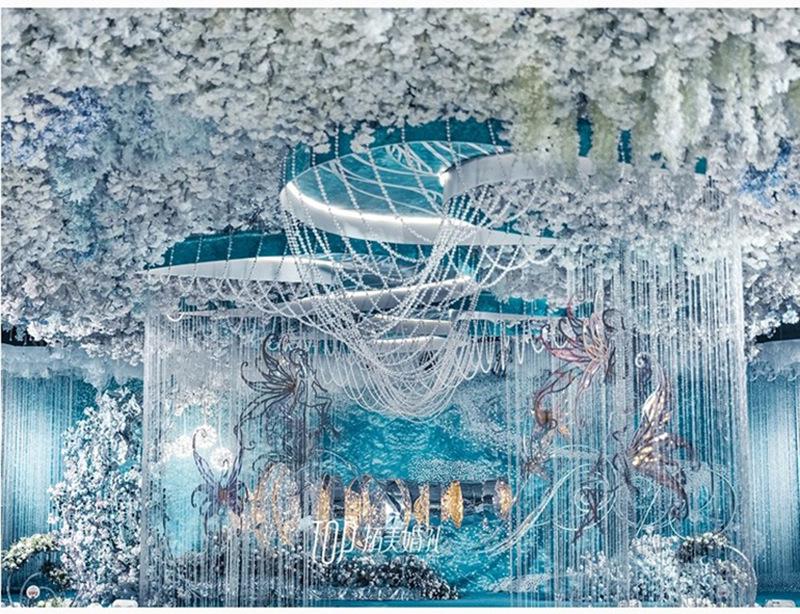 Seven-Color Transparent Crystal Bead Curtain for Wedding and Christmas Tree Decoration
