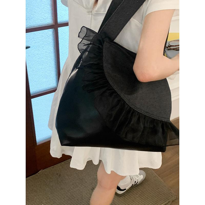 Korean version of fashion denim large-capacity bag women's 2025 new college style tote bag simple shoulder armpit bag