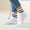 5 Pairs/lot Man Toe Sport Socks Compression Thick Cotton Black White Stripes Elastic 5 Finger Short Socks Outdoor Running Socks