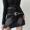 Jeans Decor Y2K Wide Belt Punk Style PU Leather Waistbands Adjustable Star Rivet Waist Belt  Party