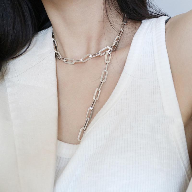 ANENJERY Chunky Chain Necklace for Women Geometric Necklace Party Jewelry Gifts New