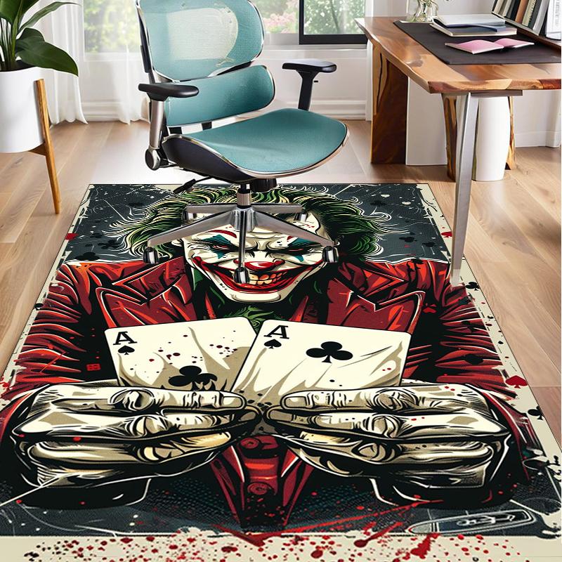 Cool clown Pattern Office Rug Chair Mat, Game Carpet, Suitable for Front Door, Bedroom, Living Room, Desk, Holiday Gift
