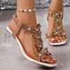 2025 New Square-toed Crystal Thick-heeled Transparent High Heels, Large-sized Water Diamond Butterfly Sandals for Women