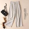 2024 Spring/Summer Women's Cotton Linen Wide-Leg Casual Nine-Point Trousers