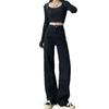 Black Straight Jeans Women's Years Pear-shaped Figure Trousers Large Size High Waist Narrow Wide Leg Trousers Jeans for Women Long Denim Pants