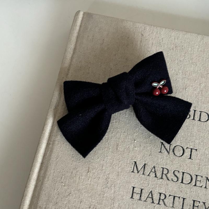 High-End Navy Blue Japanese Cherry Fabric Bow Hair Clip Headband