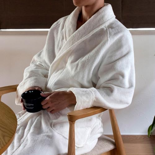 [Tramparan] Imabari HOTELALA Bathrobe, Imabari Towel, Made in Japan, Terrycloth, Hotel Quality, Absorbent, 100% Cotton, Women's, Moms, Men's (Off-Whit