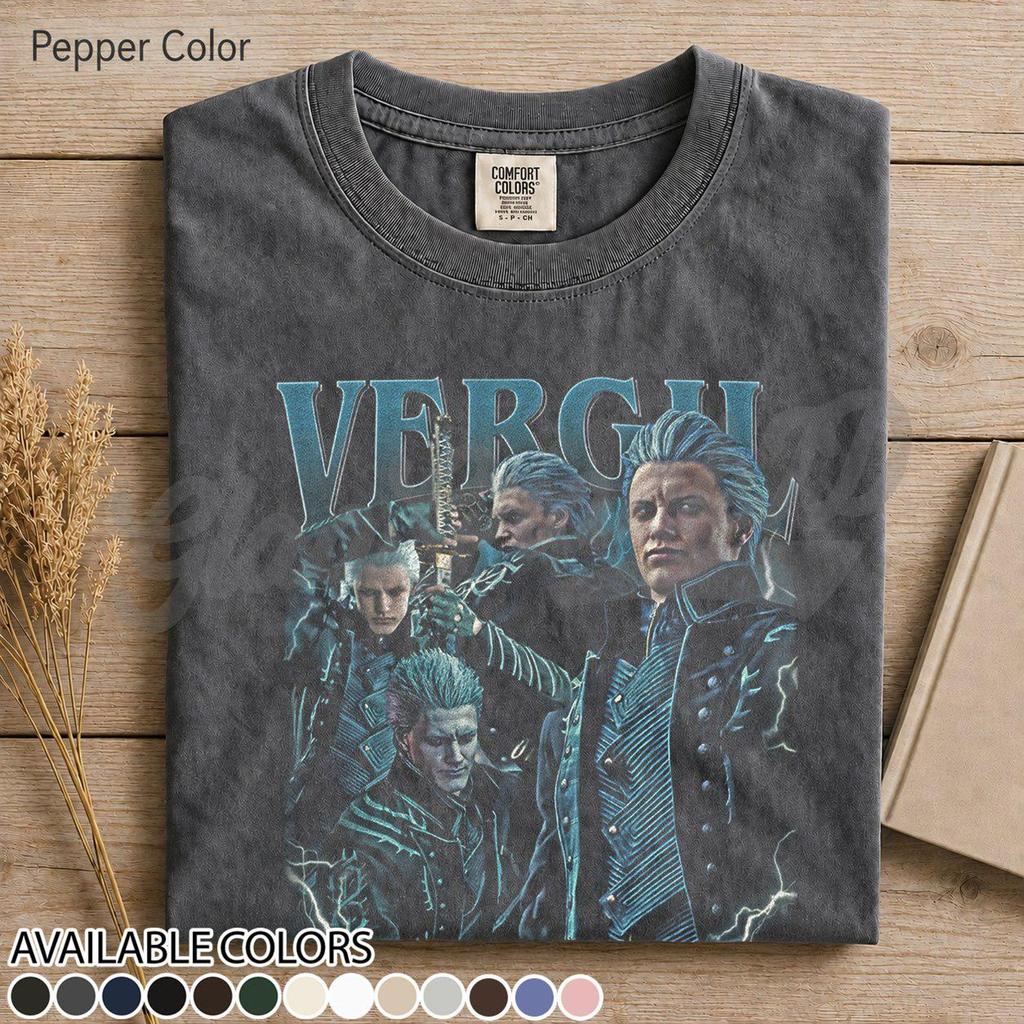 Vergil Devil May Cry Video Game Graphic Tee – Son of Sparda Gamer Shirt – Retro Hack and Slash Merch – Gift for DMC Fan Anime Gamer Shirt FD