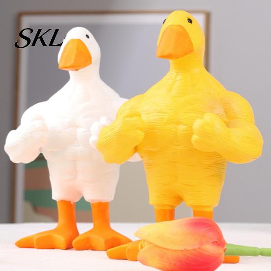 Outdoor Duck Statue Resin Muscular Figurine, Strong Fitness Statue, Office Desk Ornament White Yellow Shape for Table Decor Muscle Figurine