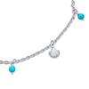 Turquoise blue 925 seashell motif 22cm to with adjuster [Bling Jewelry] beads, silver, anklet, 25.5cm,