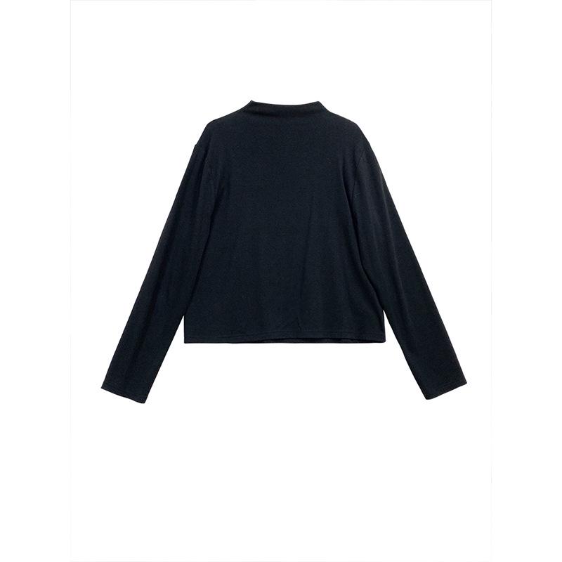 

Женский большой бархатный топ с полувысоким воротником и длинными рукавами - мода осень/зима XL чёрный