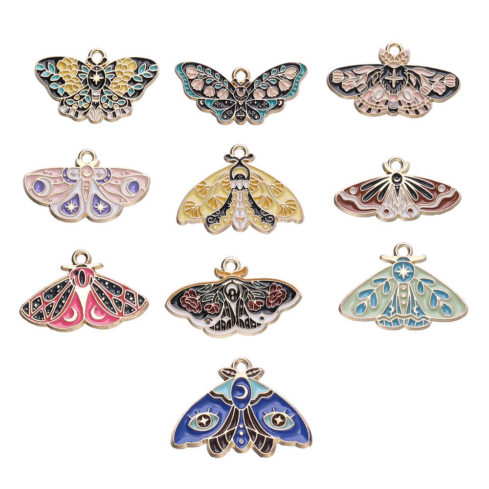 10pcs Enamel Butterfly Alloy Pendants Colorful Dropping Oil Necklace Charms For DIY Jewelry Bracelet Earrings Making Findings
