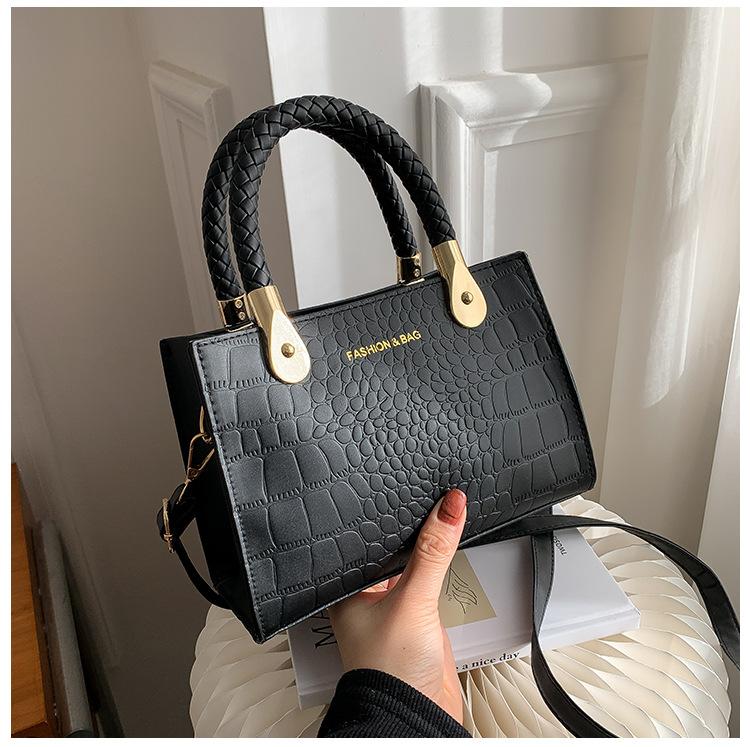 Texture Bag, Women s New Fashionable and Versatile Instagram Shoulder Bag, Stone Patterned Simple and Stylish Handbag чёрный