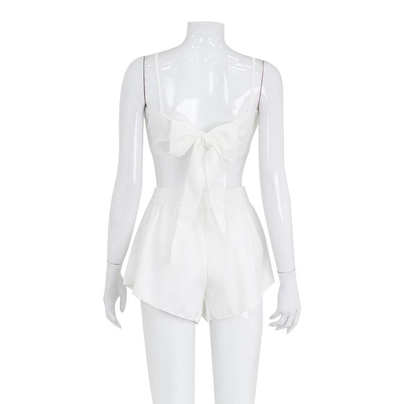Sexy Silk Ruffle Camisole Pajama Set - Women's Two-Piece Nightwear