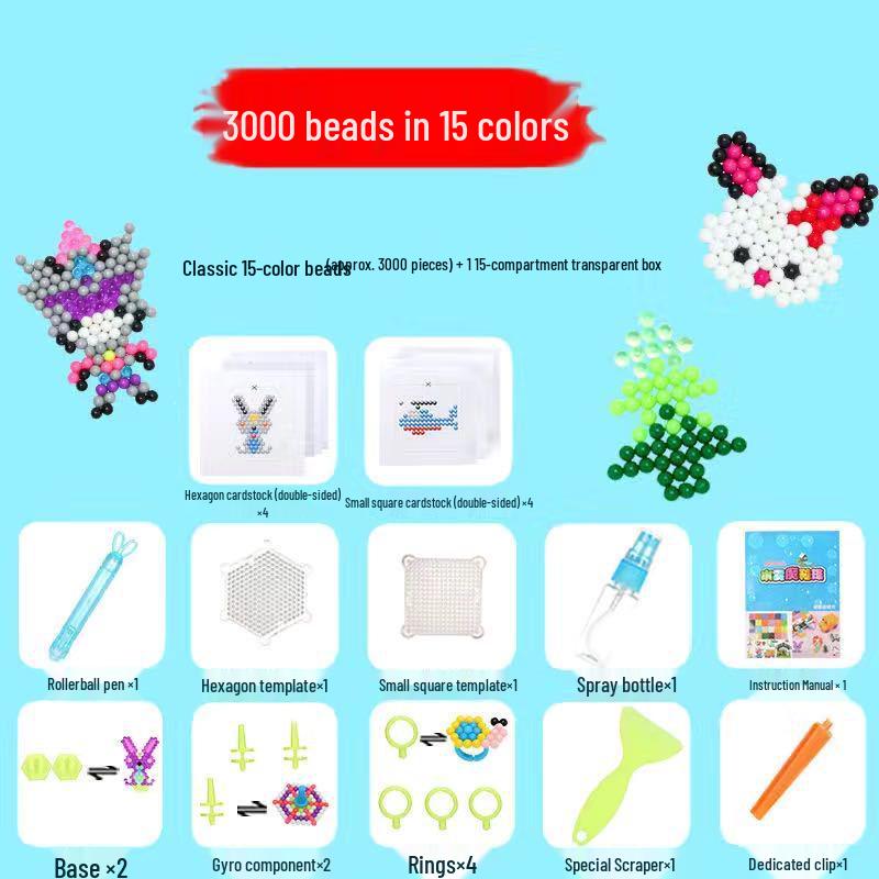 Magic Water Mist Beads Set: Creative Handmade DIY No-Ironing Perler Beads for Kids' Educational Play