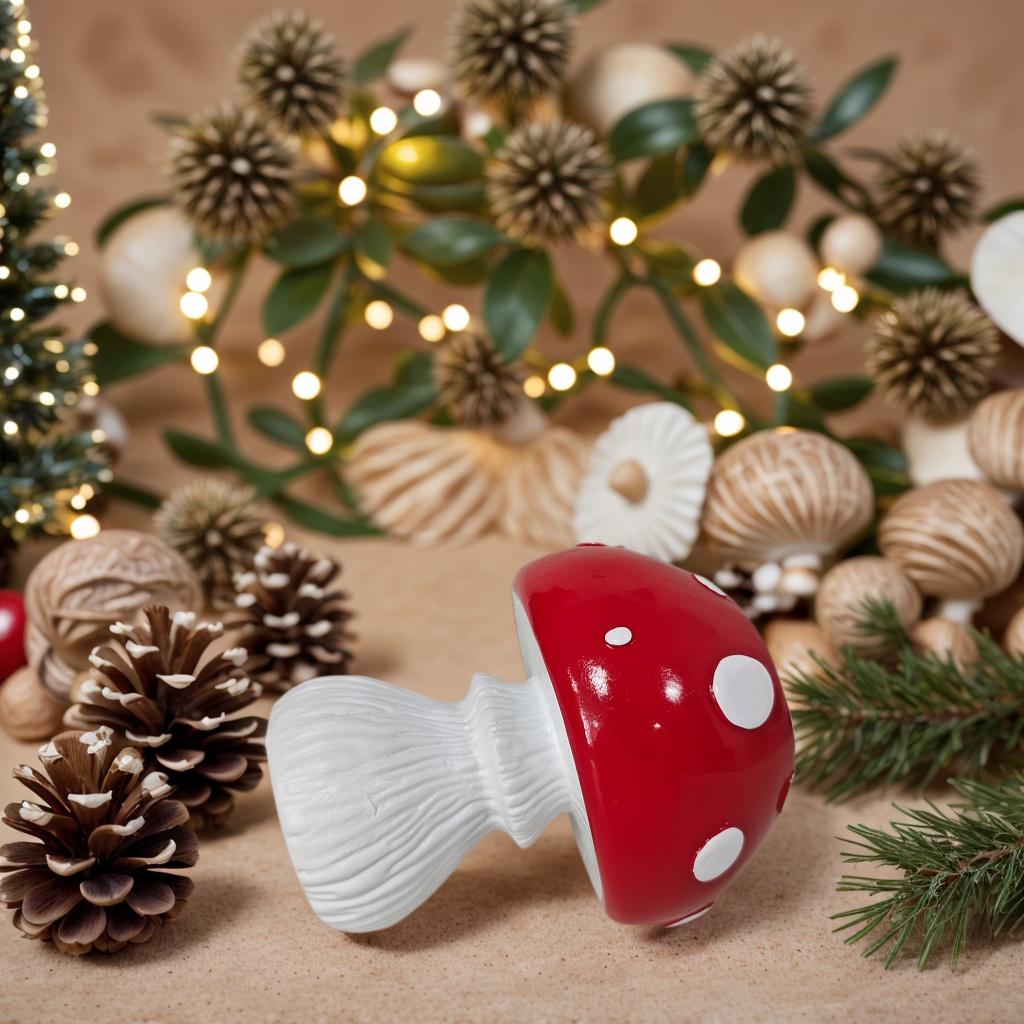 1 Cute Red and White Polka Dot Mushroom-Shaped Ornament, Dual-Purpose as a Pen Holder and Vase, Desktop Storage Decoration, Cute Home Decor Item