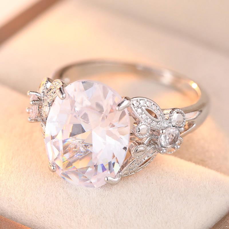 Elegant Inlaid White CZ Women's Ring Exquisite CopperColor Geometry Daily Wear Party Jewelry Anniversary Gift