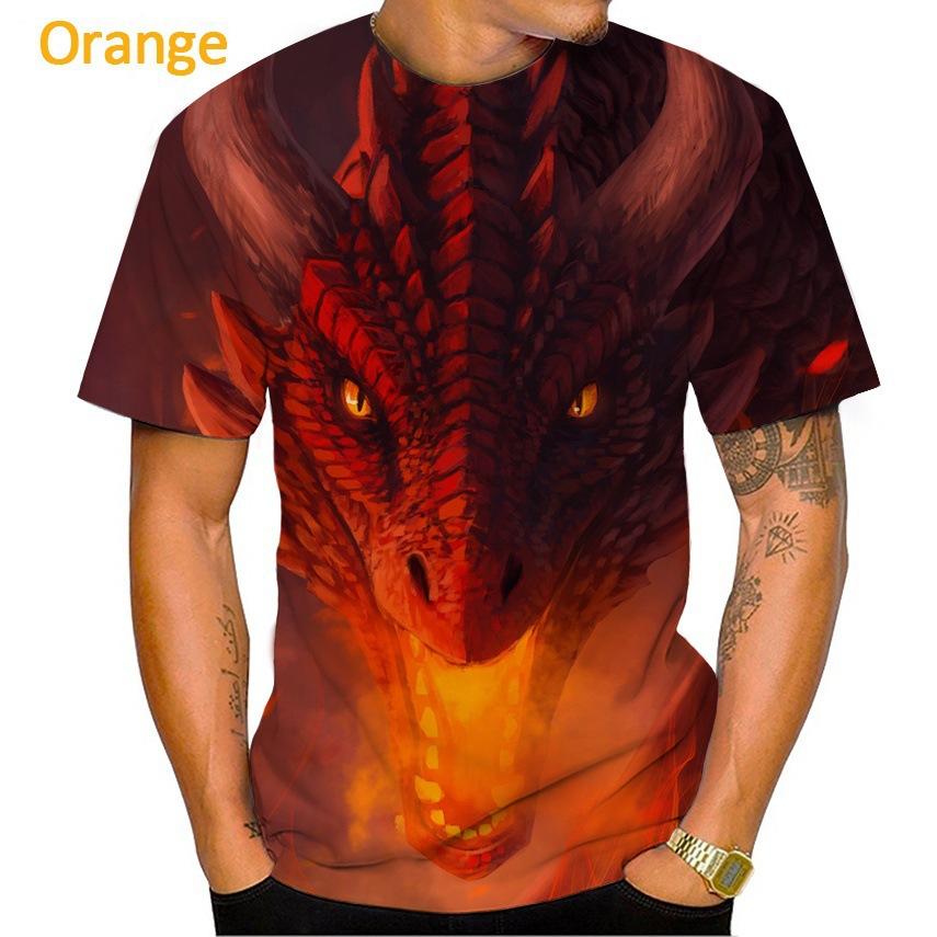 Summer Round Neck Dragon Series 3D Print Top Fashionable Casual Short Sleeved Men's T-shirts