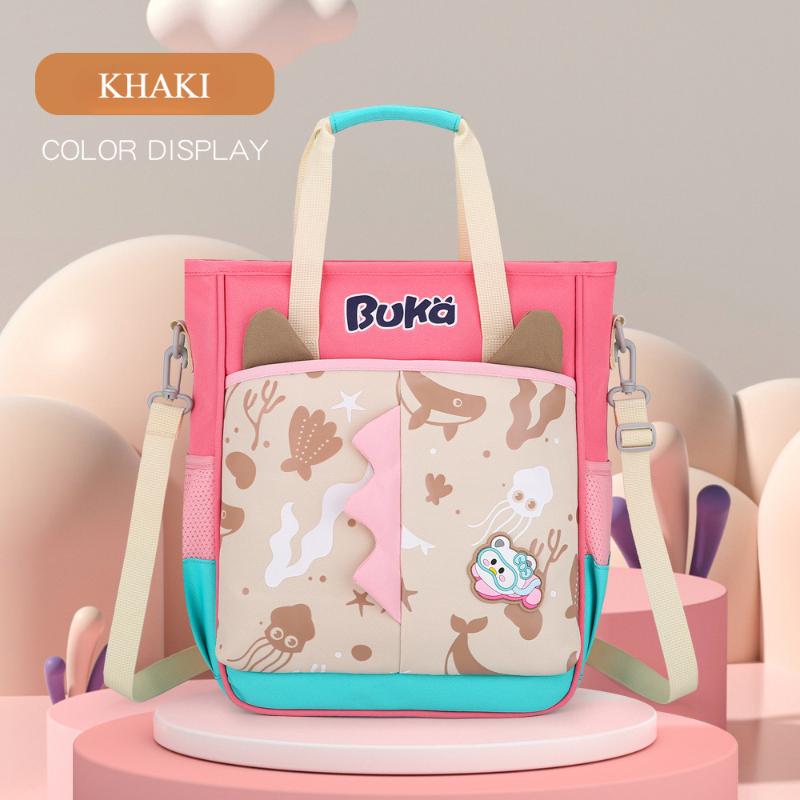BUKA 3D Cartoon Dinosaur Handheld Tutoring Bags Special for Primary School Student Light Multi-functional Kid Messenger Bag Pupil Homework Storage Bag