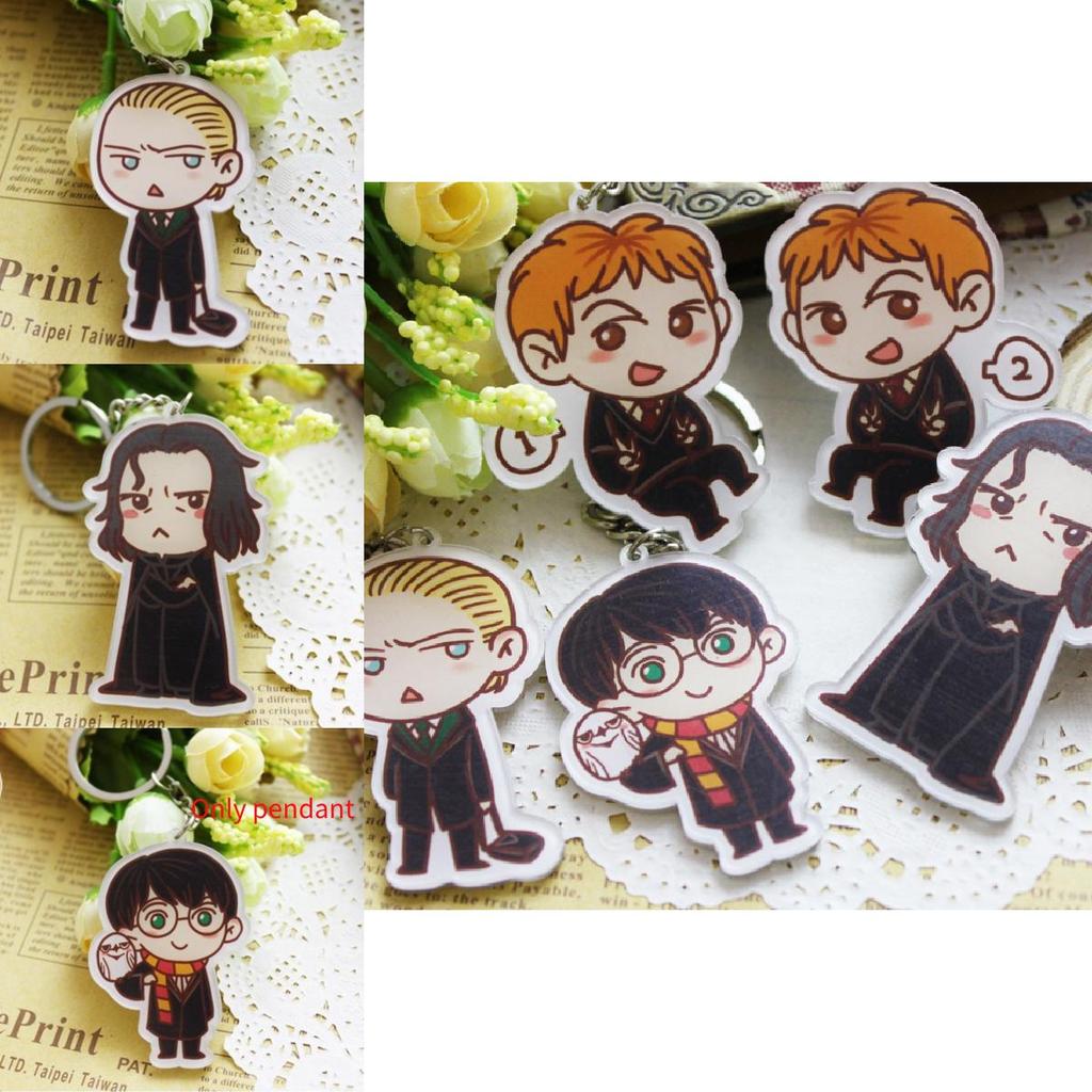 Cartoon Harry Potter Snape Malfoy George Bill Movie Character Pendant Keychain For Gift Giving And Travel Souvenir