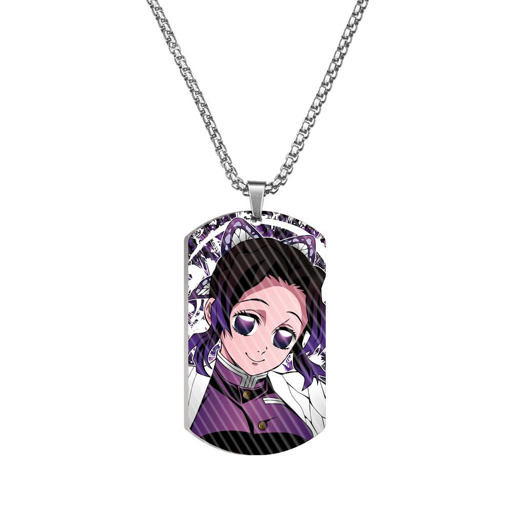 Demon Slayer Kimetsu No Yaiba Tanjiro Nezuko Stainless Steel Color Printed Dog Tag Necklace Anime Cosplay Accessory Gift For