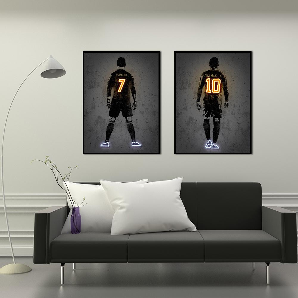 Abstract Football Star Painting Print Canvas Wall Art Poster Soccer Neon Picture for Gym Boy Gift Living Room Home Decor Cuadros