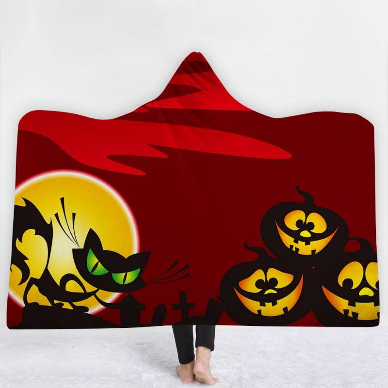 Dětská deka s kapucí Útulná pláštěnka Zimní teplá fleecová přikrývka na mazlení Školní halloweenský kostým