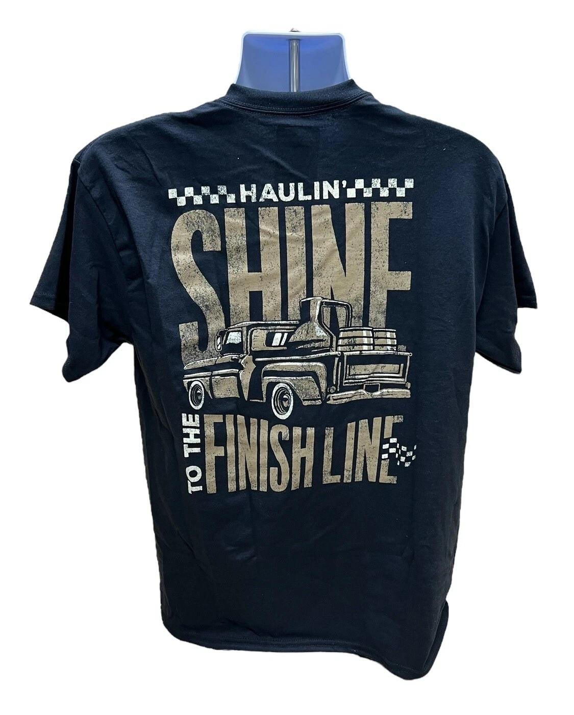 

Moonshine Haulin Shine To The Finish Line Nascar Black T-Shirt S