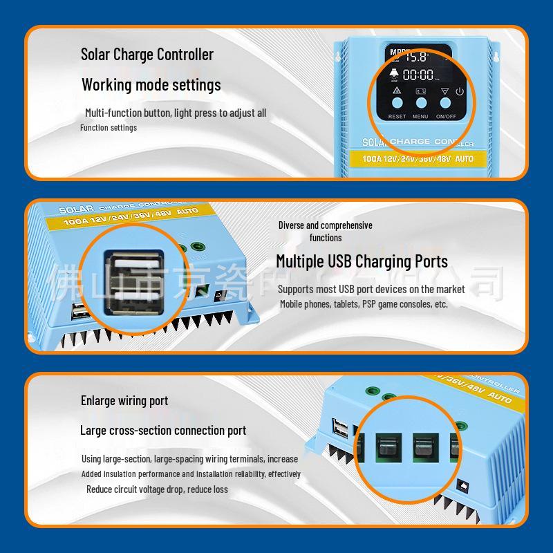Universal MPPT Solar Charge/Discharge Controller, 12V-48V, 60A-100A 60A