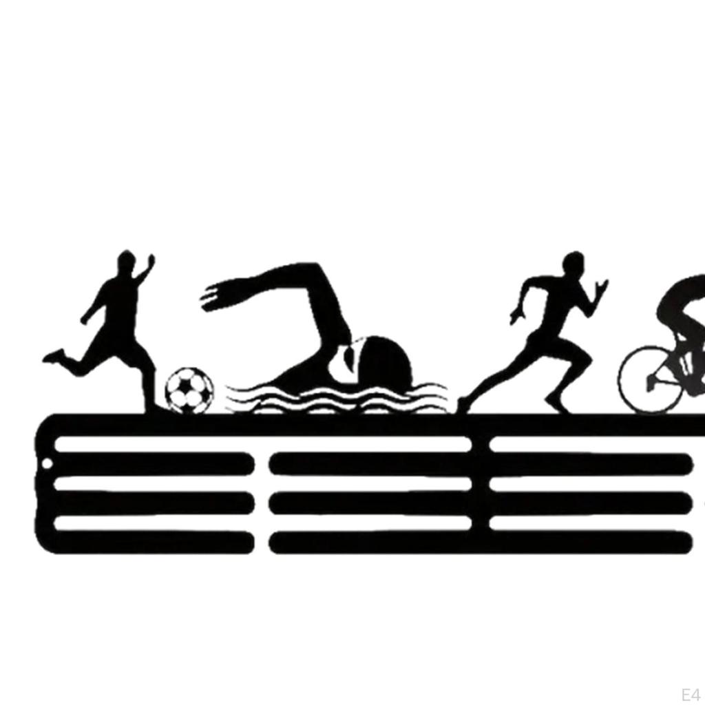 Hanger Awards Ribbon Display Metal for Sports Race Runner Gymnastics Plaques Black Medal Stand Shelf