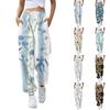 Women's Floral Print Casual Jogger Sweatpants with Elastic Drawstring Waist and Tapered Leg