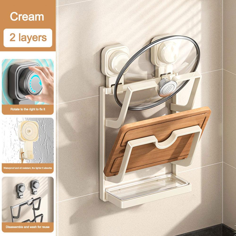Multi-Layer Pot Lid Storage Rack Punch-Free Pot Cover Rack Pan Cover Storage Holder  for Kitchen