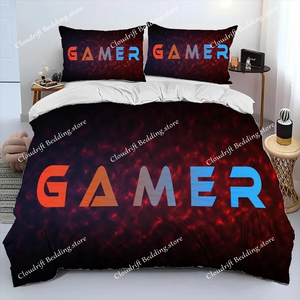 Gamer Game Over Cartoon Bettdecke Bettwäscheset, Bettbezug Bettset Steppdecke Kissenbezug, King Queen Size Bettwäscheset Erwachsene Jungen