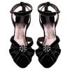 Salvatore Ferragamo Black Velvet Embellished Strappy Sandals
