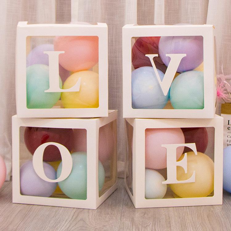 

Wedding Wedding Room Arrangement Love Balloon Box Birthday Party Decoration Baby Balloon Box Customization 300g white box with LOVE words [4 packs are good]