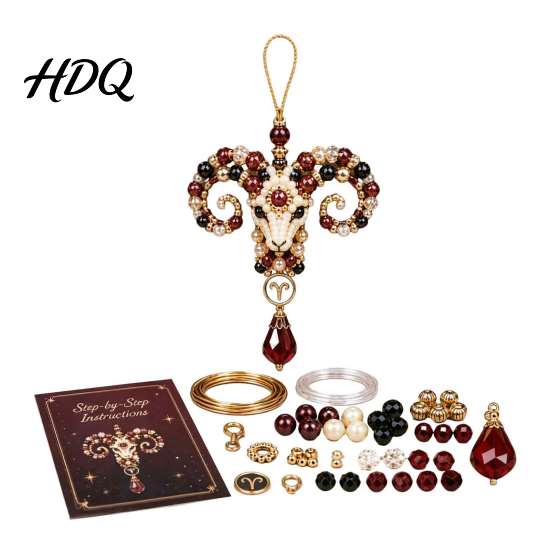 Relaxing Screen Free Activities 12 Zodiac Blessing Beaded Ornament DIY Kit Beginner Friendly Sign Handmade Constellation Ornaments Beading Craft Set,