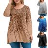 Women's Plus Size Top, Garden Collar Long Sleeved Shirt, Fashionable Floral Print Casual Top