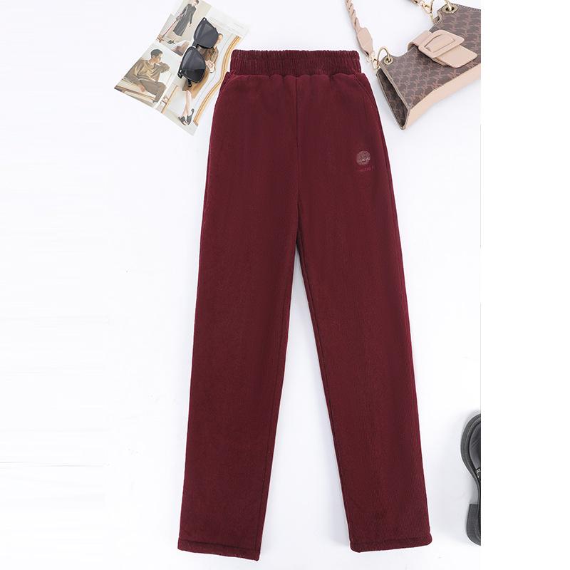 Plus Size Winter Velvet Pants for Middle-Aged Women - Warm, Loose, Casual Fit