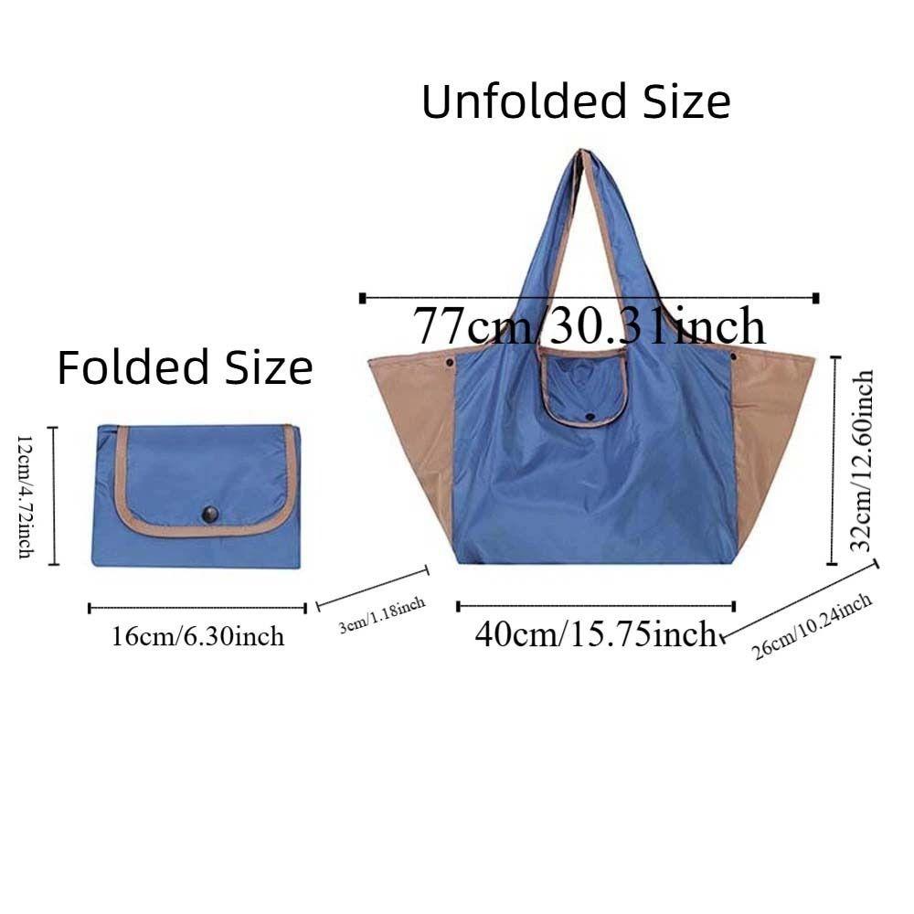 Large Capacity Foldable Shopping Pouch Portable Contrast Color Shoulder Bag  Travel