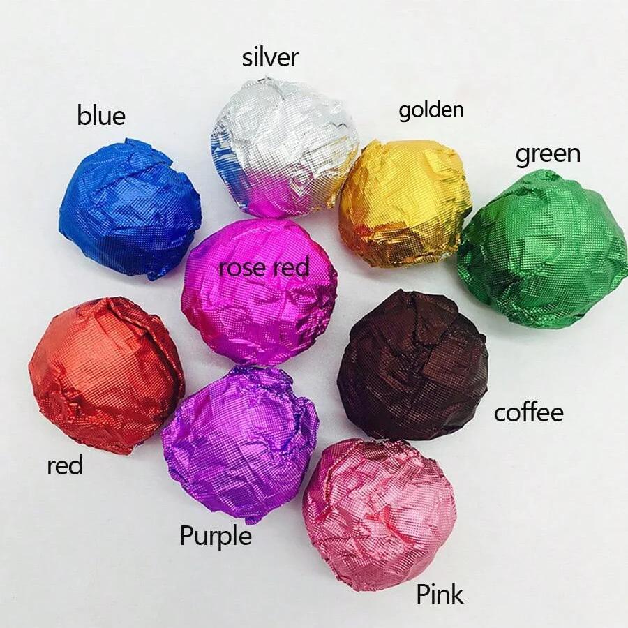 100pcs 10cm Gold Aluminium Foil Wrapper Paper Wedding Chocolate Paper Candy Wrapping Paper Sheets Wedding Party Candy Packaging